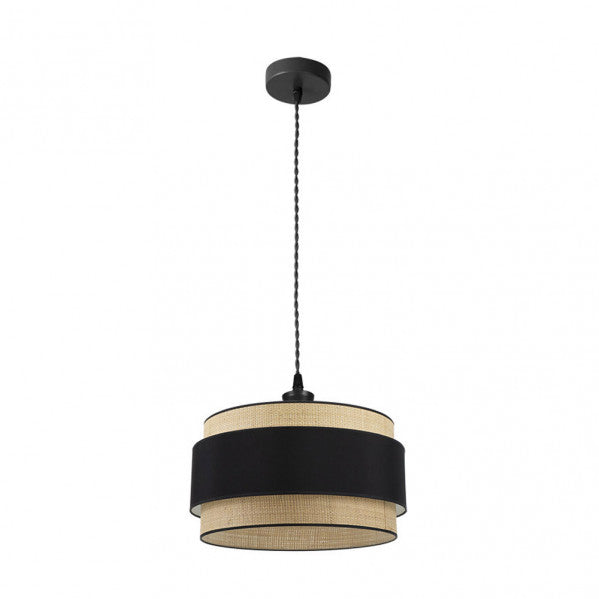 Colgante Kandy natural/negro de 40 cm, lámpara colgante moderna de Abrila en metal textil para iluminación interior y decoración doméstica, modelo 174294009, diseño XS minimalista en negro natural.