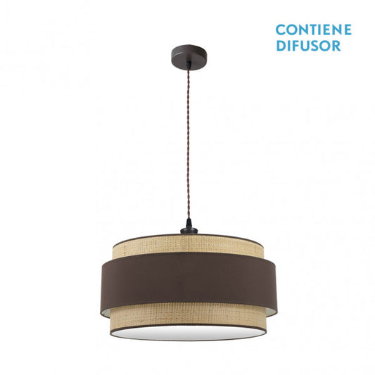 Colgante Kandy en metal natural/marrón de 60 cm, lámpara de iluminación moderna Abrila para decoración de interiores domésticos con detalles textiles, modelo 174296002.