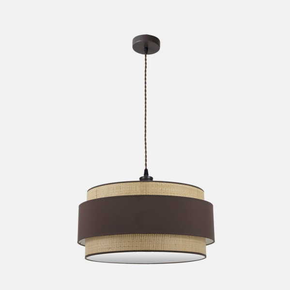 Colgante Kandy en metal natural/marrón de 60 cm para iluminación moderna y decoración de interiores domésticos, modelo Abrila 174296002 con detalles textil.