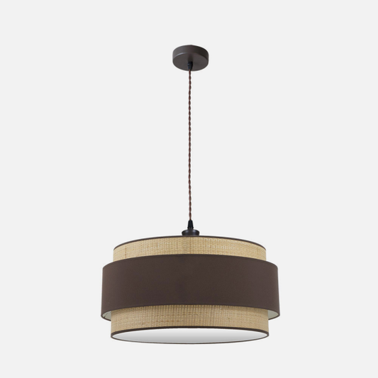 Colgante Kandy en metal natural/marrón de 60 cm para iluminación moderna y decoración de interiores domésticos, modelo Abrila 174296002 con detalles textil.