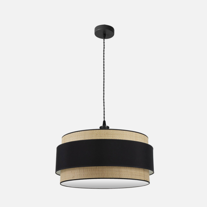 Lámpara colgante Kandy de Abrila en metal negro natural con difusor textil, modelo 3xE27 de 60cm para decoración interior moderna, ideal para iluminación doméstica (código 174296009).