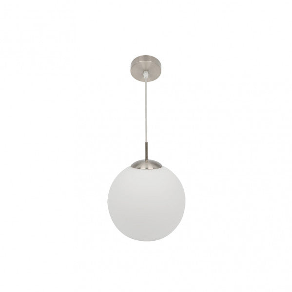 Colgante Astro Blanco/Níquel de 25 cm de Abrila, lámpara moderna de metal y cristal con bombilla E27 para iluminación difusa en interiores domésticos, diseño colgante de decoración AI2 (174392501)