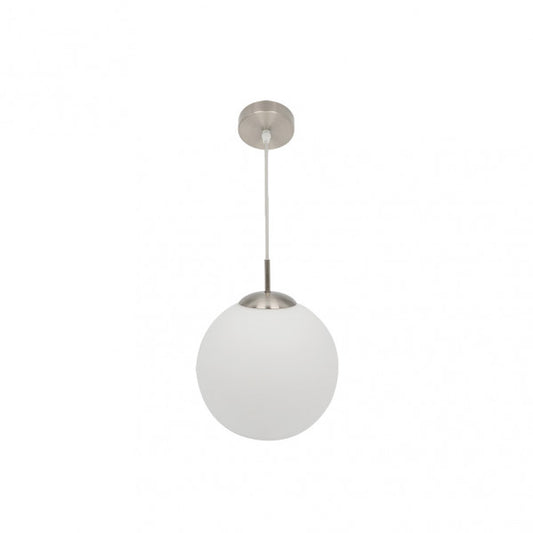 Colgante Astro Blanco/Níquel de 25 cm de Abrila, lámpara moderna de metal y cristal con bombilla E27 para iluminación difusa en interiores domésticos, diseño colgante de decoración AI2 (174392501)