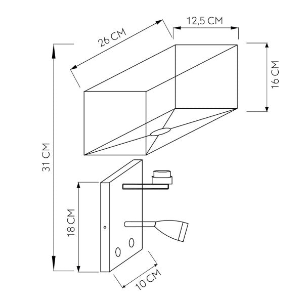 Aplique de pared Gabriel en cromo blanco con bombilla LED 3W, modelo Abrila 174461020, diseño moderno de metal y textil para iluminación difusa en dormitorios e interiores, marca Abrila AI2.
