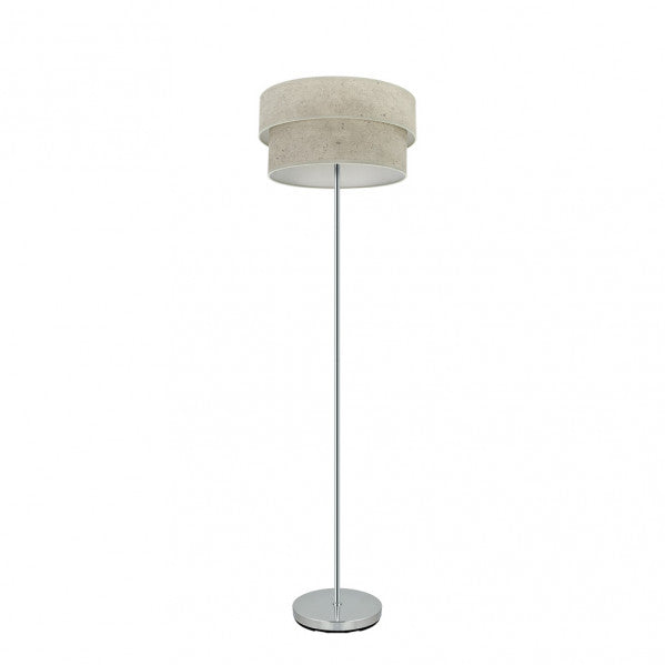 Lámpara de pie Smile doble Abrila modelo 175341028 en acabado cromo y cemento gris, diseño original moderno para salón con 1xE27, iluminación interior doméstica en metal y textil.