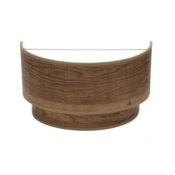 Aplique de pared doble Smile en madera oscura con soporte metálico y textil, modelo Abrila 1xE27, iluminación moderna para decoración interior con luz difusa suave, ideal para iluminación doméstica acogedora