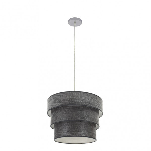 Lámpara colgante Triple Smile de Abrila, diseño moderno con estructura en cromo y madera negra, 40 cm de diámetro, 1xE27, iluminación interior original para decoración doméstica en estilo SMILE, ideal para salones y comedores.