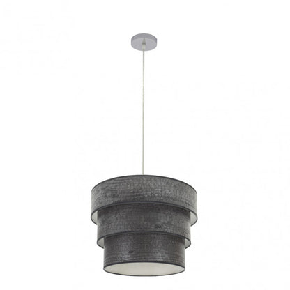 Lámpara colgante Triple Smile de Abrila, diseño moderno con estructura en cromo y madera negra, 40 cm de diámetro, 1xE27, iluminación interior original para decoración doméstica en estilo SMILE, ideal para salones y comedores.