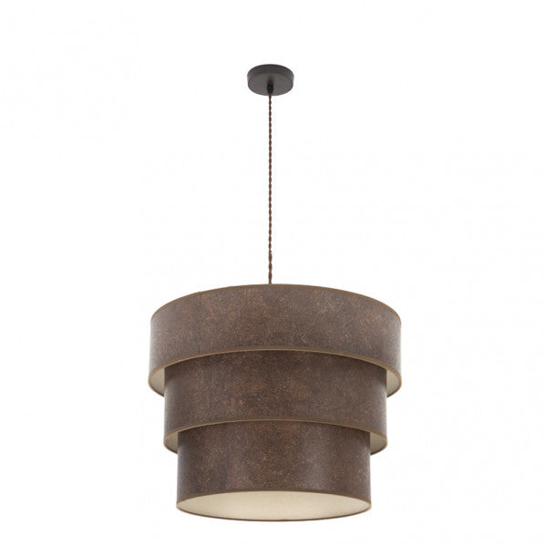 Colgante Triple Smile Marrón Óxido 50cm de Abrila, lámpara de diseño moderno en metal con acabado marrón óxido, ideal para decoración interior de salón o comedor, estilo doméstico y textil.