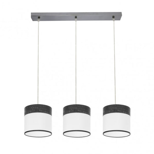 Regleta de pared Cloe de Abrila con 3 casquillos E27 en acabado cromo y blanco con madera negra, diseño moderno de iluminación interior doméstica para luz difusa, modelo 175493009, ideal para decoración minimalista con metal y textil.