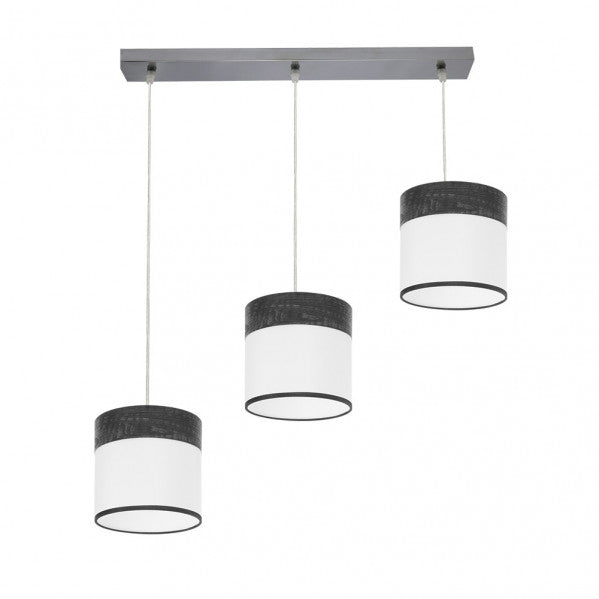 Regleta de pared Cloe de Abrila con 3 casquillos E27 en acabado cromo y blanco con madera negra, ideal para iluminación interior moderna y luz difusa en decoración doméstica