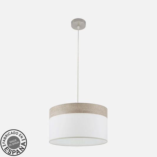 Colgante Cloe de Abrila con diseño moderno en níquel, blanco y madera gris, lámpara colgante de 40 cm para iluminación interior doméstica, modelo 175494083, ideal para decoración contemporánea.