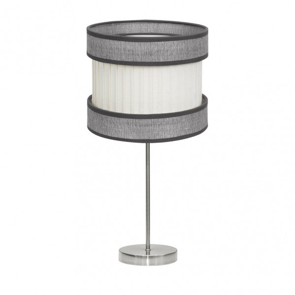 Lámpara de sobremesa Alto Home en níquel y gris-beis de Abrila, diseño moderno con iluminación textil y metal para decoración interior doméstica, código 175571128