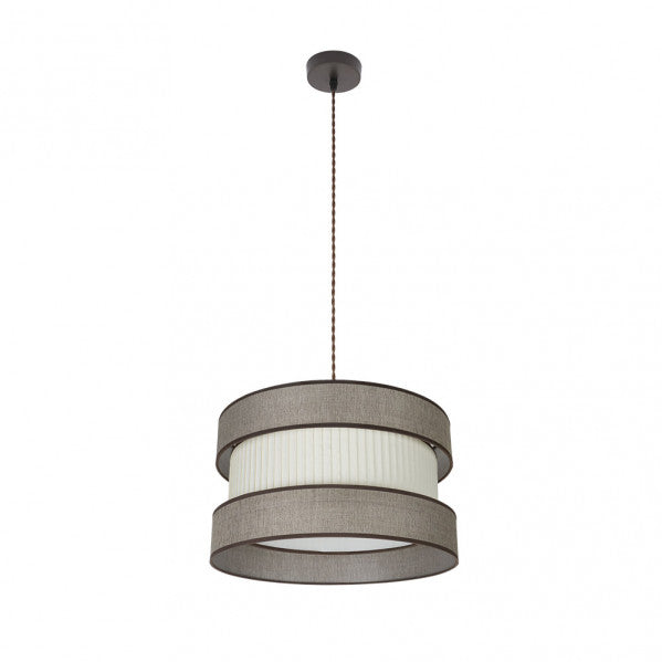Colgante Home 1xE27 de Abrila en marrón y beis, lámpara colgante moderna de 40x40 cm para decoración de interiores domésticos, iluminación general con textil y metal (ref. 175594002)