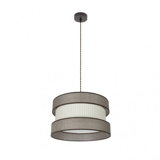 Colgante Home 1xE27 de Abrila en marrón y beis, lámpara colgante moderna de 40x40 cm para decoración de interiores domésticos, iluminación general con textil y metal (ref. 175594002)