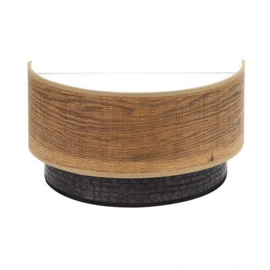 Aplique de pared Colet moderno de Abrila en negro y madera oscura, modelo 1xE27 con portalámparas AI2, iluminación interior para decoración doméstica en metal y textil, ideal para paredes (ref. 175661084)