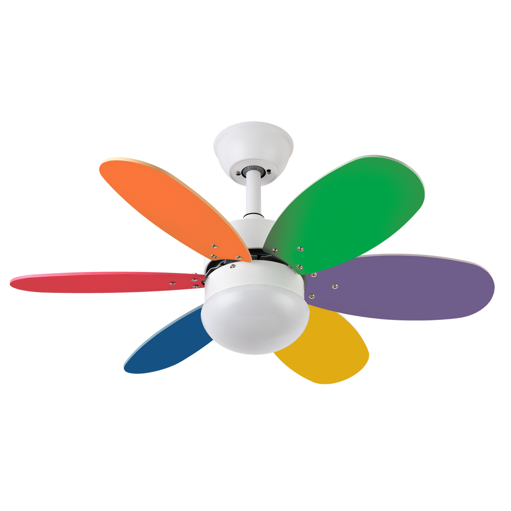 Ventilador de techo Alves DC blanco con 6 aspas reversibles, modelo Abrila 175791637, motor DC eficiente, control remoto incluido, ideal para interior doméstico, fabricado en metal, MDF y policarbonato, ventiladores de techo AI2 para hogar.