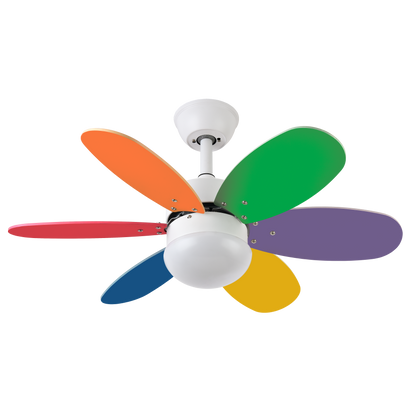 Ventilador de techo Alves DC blanco con 6 aspas reversibles, modelo Abrila 175791637, motor DC eficiente, control remoto incluido, ideal para interior doméstico, fabricado en metal, MDF y policarbonato, ventiladores de techo AI2 para hogar.