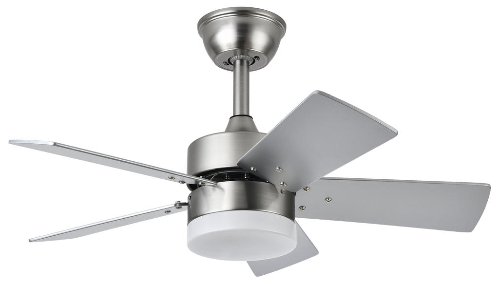 Ventilador de techo DC Marta 36W en níquel con aspas reversibles de haya y plata, modelo Abrila 175891533, bajo consumo energético, control remoto incluido, luz LED integrada para uso doméstico interior