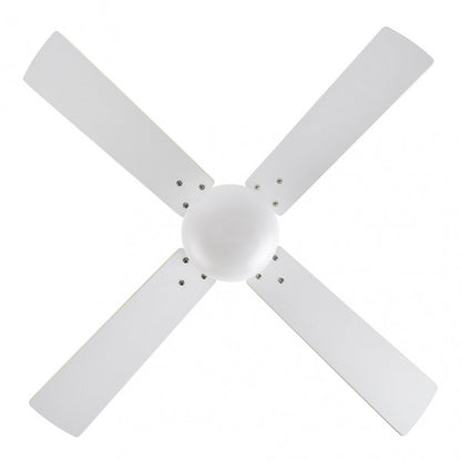 Ventilador de techo Sofia blanco con 4 aspas reversibles, modelo Abrila 175992401, motor DC eficiente para ventilación verano e invierno, mando a distancia incluido, ideal para interior doméstico en madera haya.