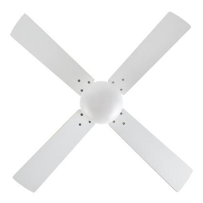 Ventilador de techo Sofia blanco con 4 aspas reversibles de Abrila, modelo 175992401, ideal para interior doméstico con motor DC eficiente y mando remoto para ventilación en verano e invierno