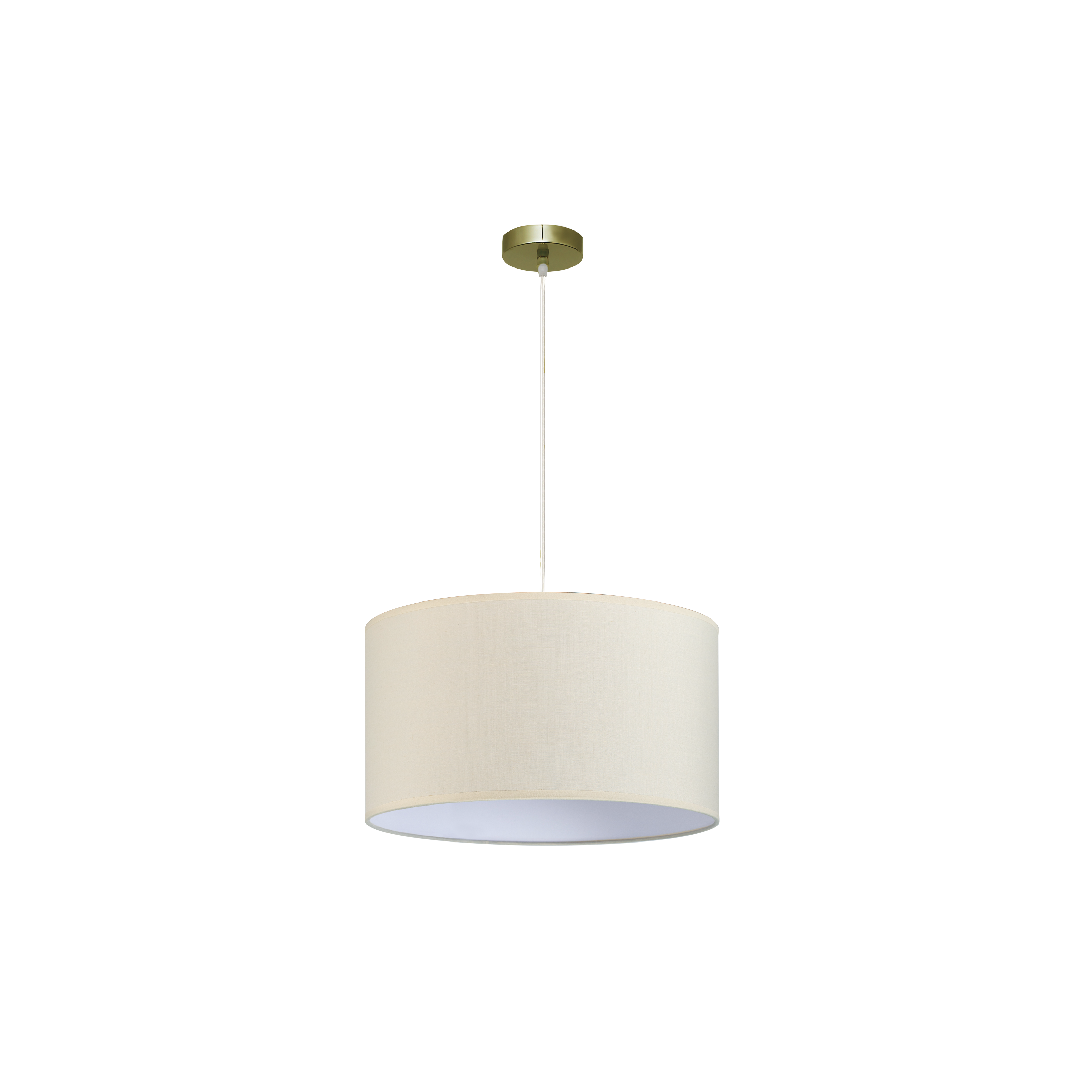 Colgante moderno Dori de Abrila en cuero y beige, 1xE27, diseño textil y metal para decoración interior doméstica