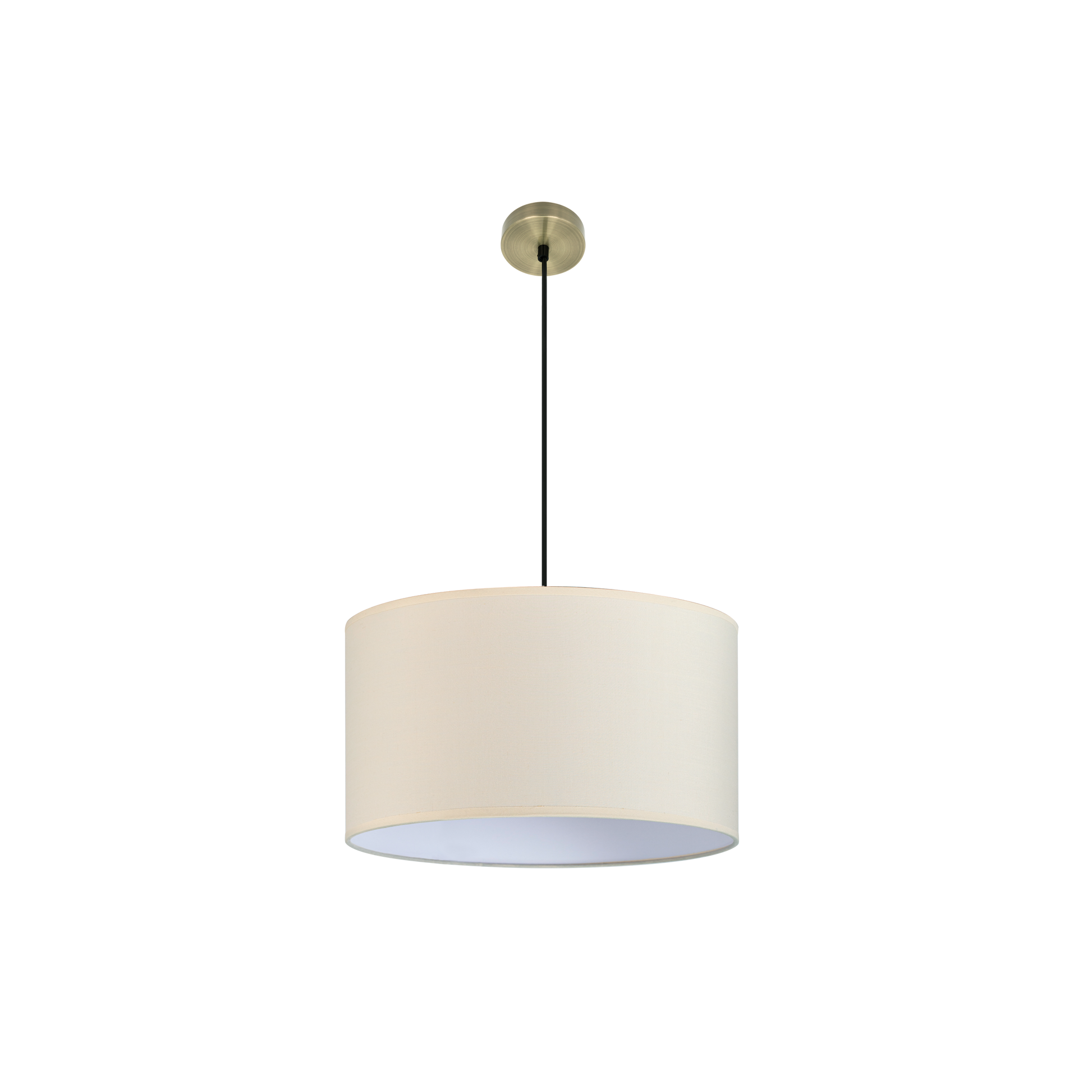 Colgante Dori Abrila en cuero beige 50x50 cm, lámpara moderna colgante 3xE27 de metal textil para decoración interior vintage y doméstica