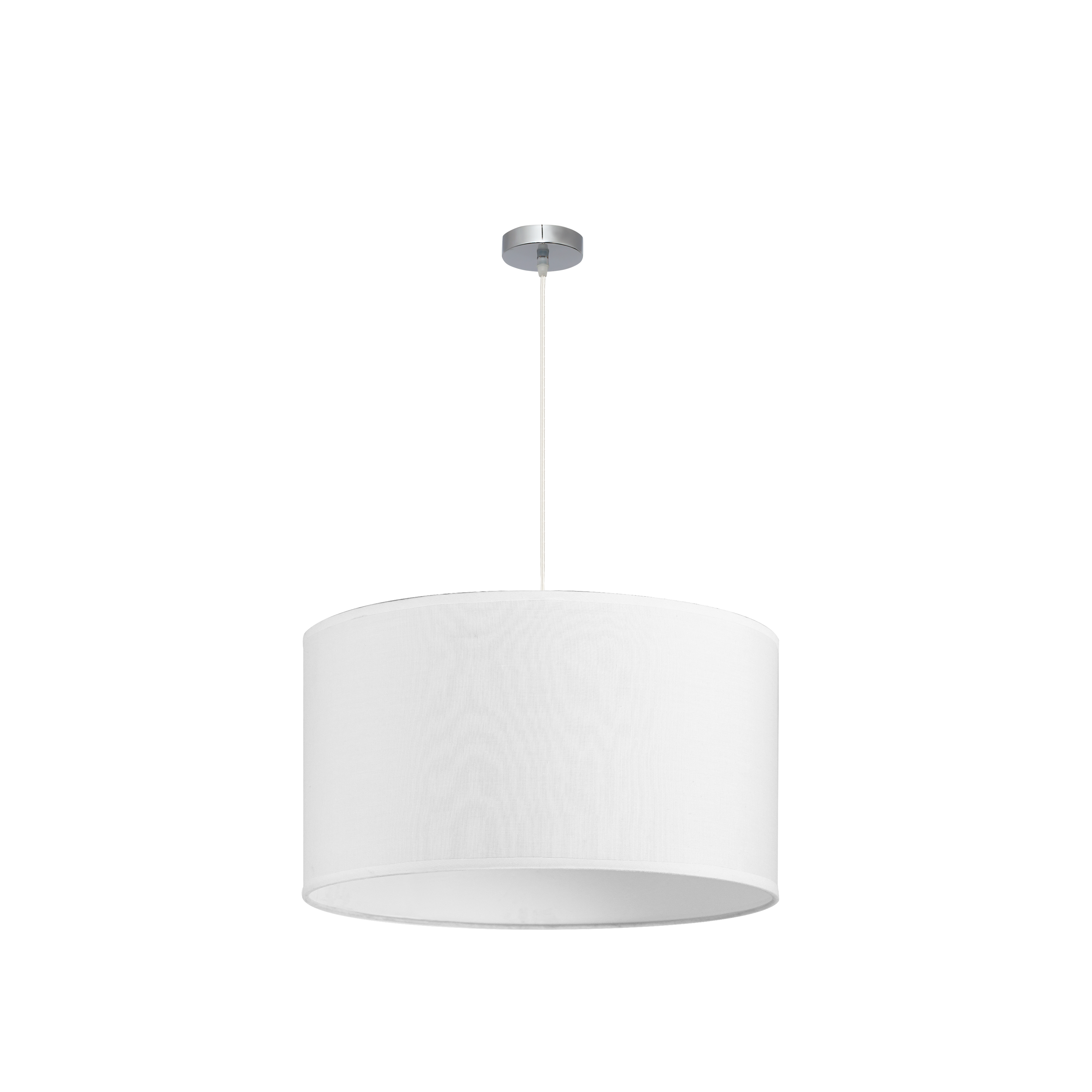 Lámpara colgante Dori de Abrila en níquel y blanco, 3xE27, 60x60 cm, diseño moderno de metal y textil para decoración interior