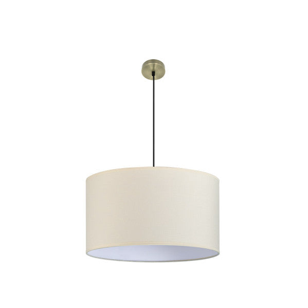 Lámpara colgante Dori 3xE27 de Abrila en cuero beige, diseño moderno rústico con metal y textil para iluminación vintage y decoración interior doméstica