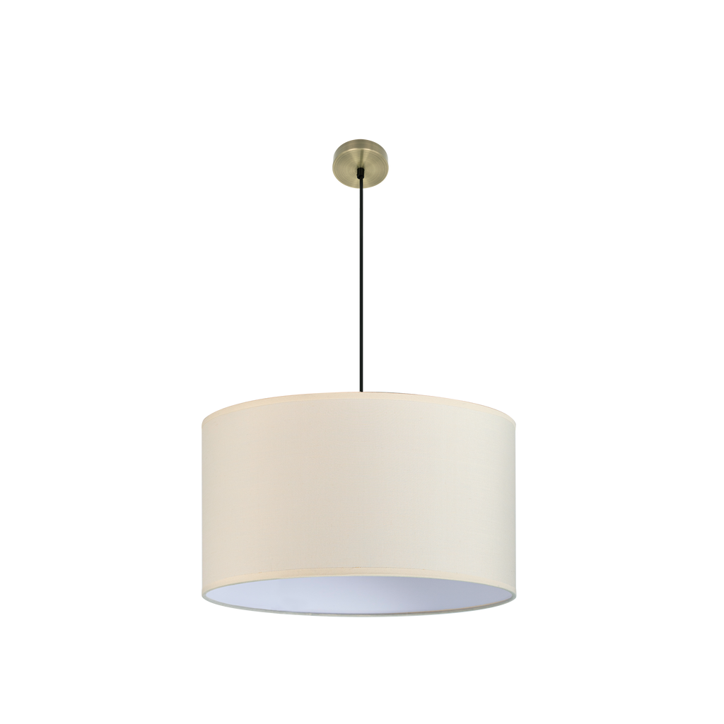 Lámpara colgante Dori Abrila 3xE27 en cuero beige y metal textil, diseño moderno rústico vintage para iluminación interior doméstica