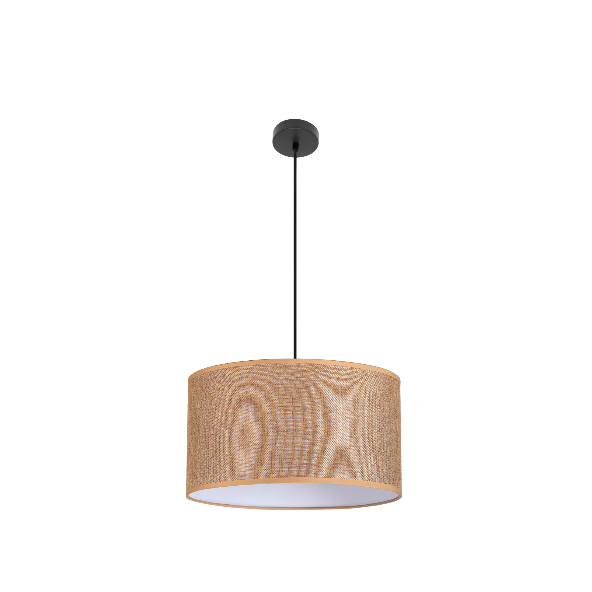 Colgante de techo Jin 3xE27 negro y marrón 50x50 cm Abrila, lámpara moderna vintage de metal y textil para decoración e iluminación interior doméstica