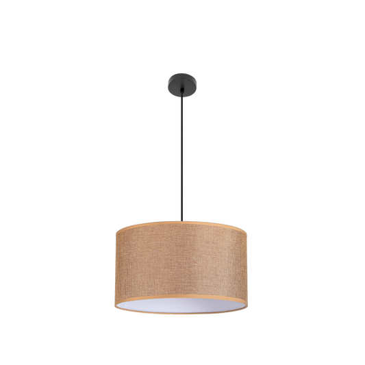 Colgante de techo Jin 3xE27 negro y marrón 50x50 cm Abrila, lámpara moderna vintage de metal y textil para decoración e iluminación interior doméstica