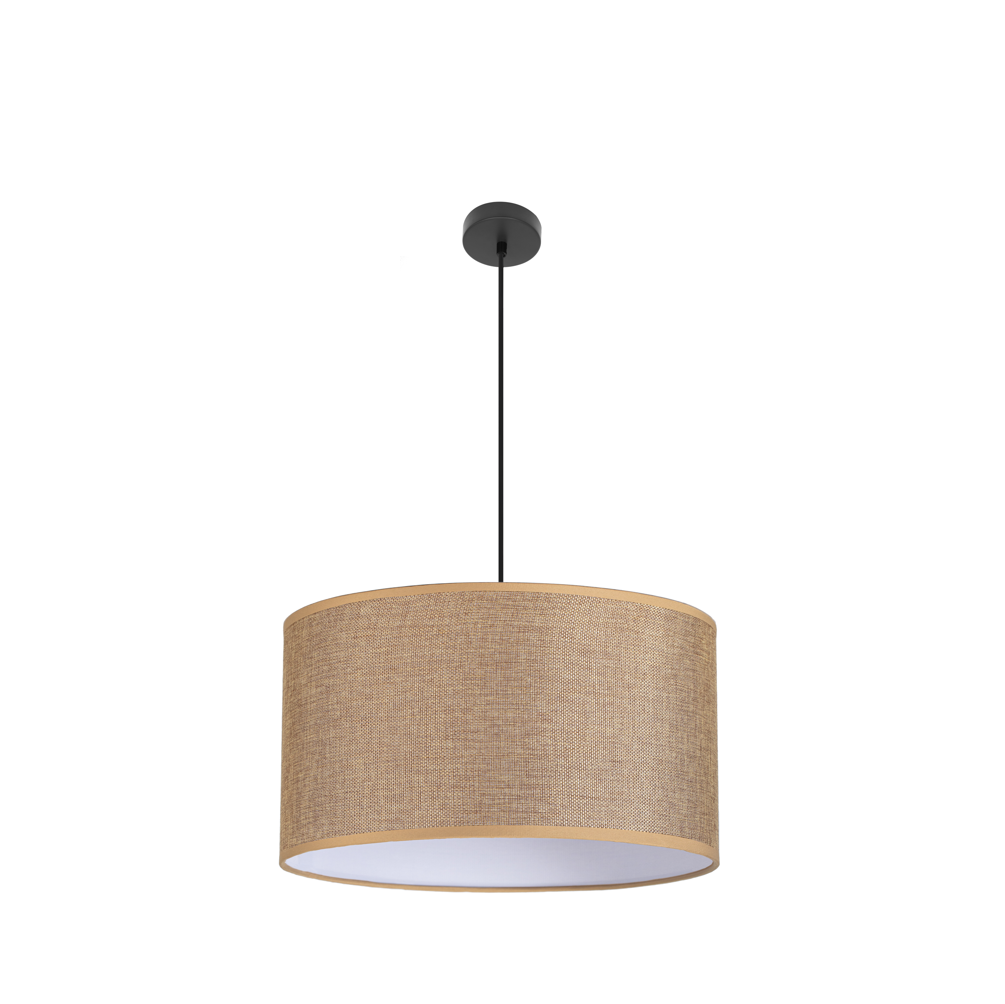 Lámpara colgante Jin negro marrón 3xE27 de Abrila, diseño moderno rústico vintage en metal y textil para iluminación elegante en decoración interior doméstica