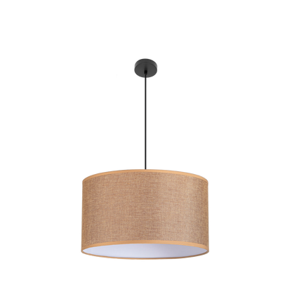 Lámpara colgante Jin negro marrón 3xE27 de Abrila, diseño moderno rústico vintage en metal y textil para iluminación elegante en decoración interior doméstica