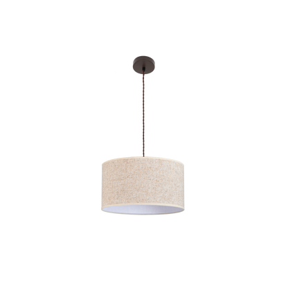 Lámpara colgante Happy 1xE27 de Abrila en marrón y beige, 40x40 cm, diseño moderno rústico vintage con metal y textil para interior doméstico