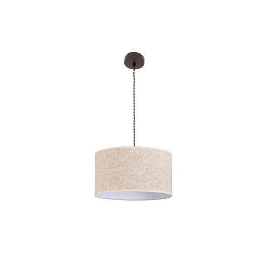 Lámpara colgante Happy 1xE27 de Abrila en marrón y beige, 40x40 cm, diseño moderno rústico vintage con metal y textil para interior doméstico