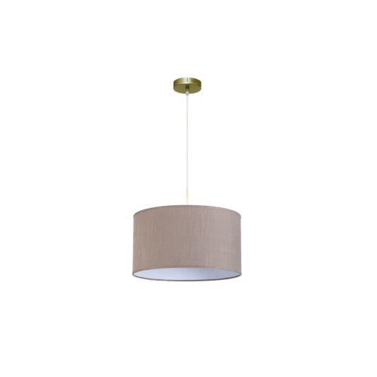 Lámpara colgante Happy 1xE27 de Abrila en cuero gris, diseño moderno rústico vintage de 40x40 cm para iluminación interior y decoración doméstica en metal y textil