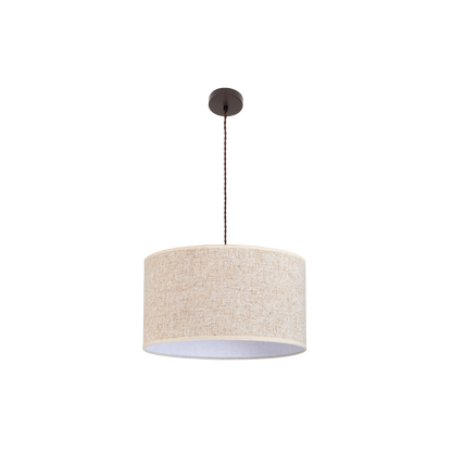 Colgante Happy de Abrila 3xE27 en marrón y beige, 50x50 cm, lámpara colgante moderna de metal y textil para decoración interior doméstica