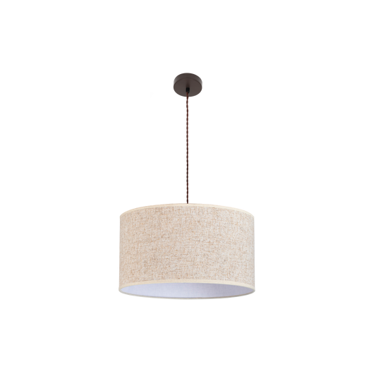 Colgante Happy de Abrila 3xE27 en marrón y beige, 50x50 cm, lámpara colgante moderna de metal y textil para decoración interior doméstica