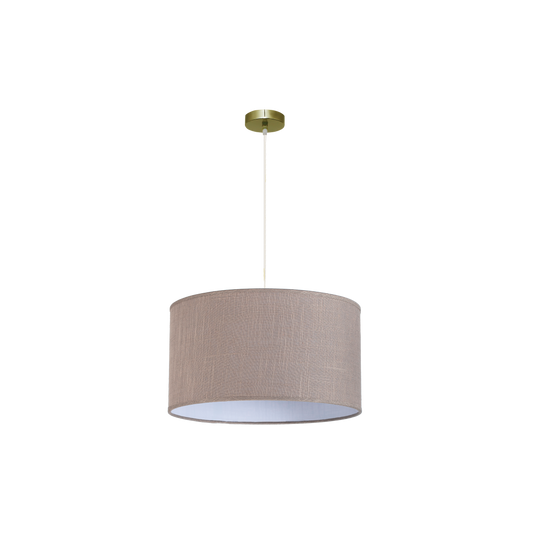 Lámpara colgante Happy 3xE27 de Abrila en cuero y gris 50x50cm, diseño moderno vintage con metal y textil para decoración interior doméstica