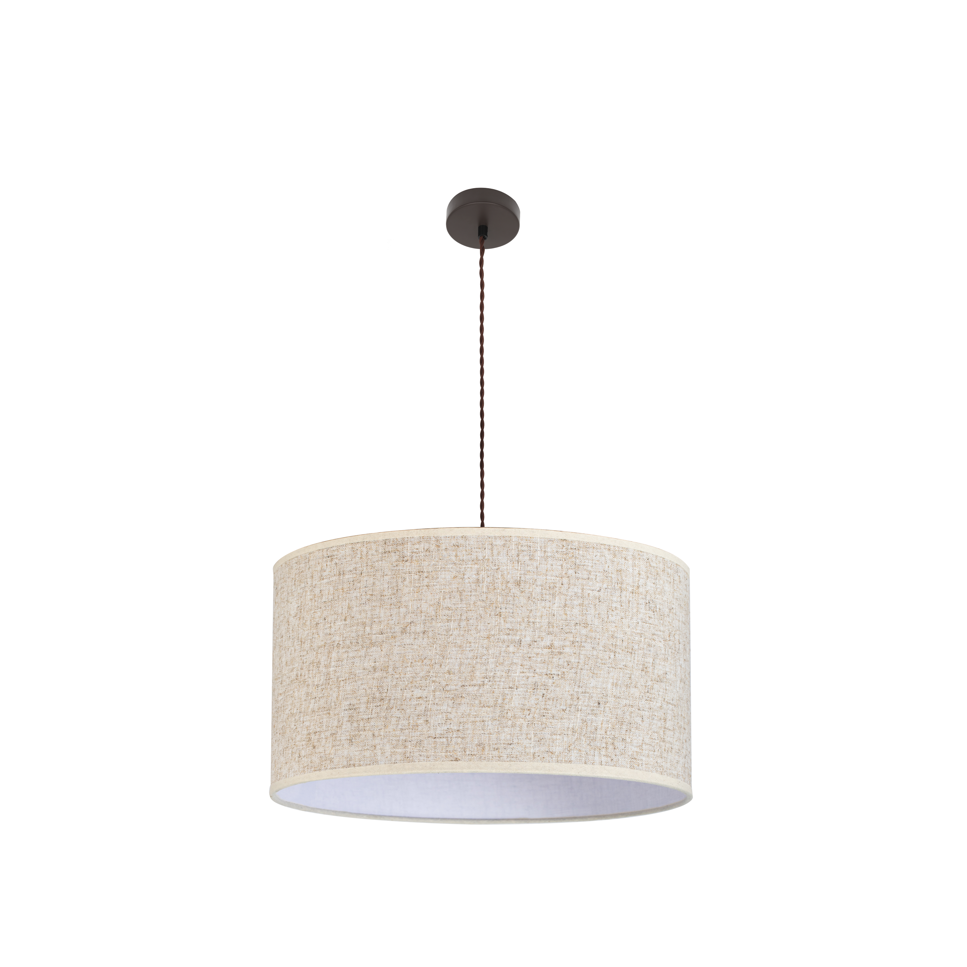 Colgante Happy 3xE27 de Abrila en marrón y beige, 60 cm, lámpara colgante moderna vintage rústica de metal y textil para decoración interior doméstica (176396015)