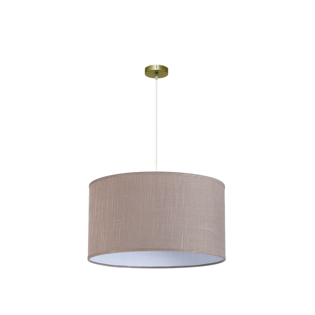 Lámpara colgante Happy 3xE27 de Abrila en cuero y gris, diseño moderno vintage con metal y textil para decoración de interiores domésticos