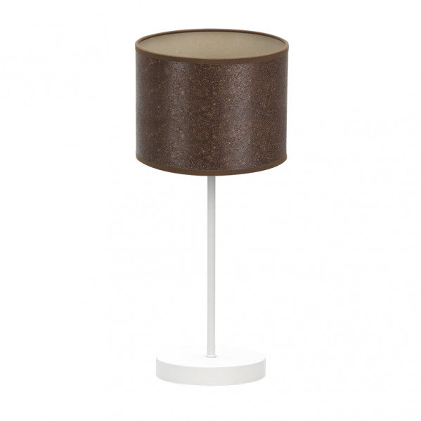 Lámpara sobremesa Jerte moderna de Abrila en blanco y óxido, con base de metal 1xE14 para iluminación interior doméstica, diseño decorativo textil ideal para salones.