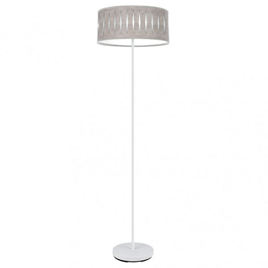 Lámpara de pie para salón Piron en blanco y cemento gris de Abrila, diseño moderno de metal y textil para iluminación de interiores hogareños, modelo 177241028.
