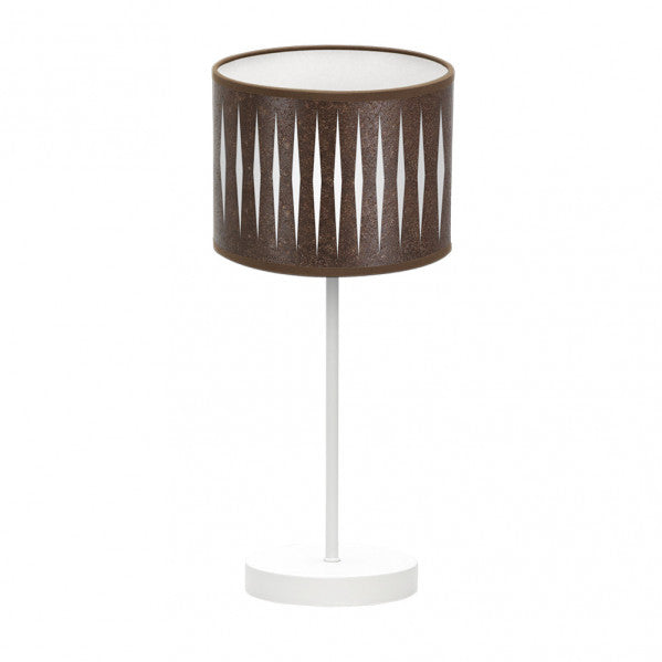 Lámpara de sobremesa Piron de Abrila en acabado blanco y óxido, diseño moderno de metal con tulipa textil, ideal para decoración doméstica e interiores, modelo 1xE14 con casquillo 177271017