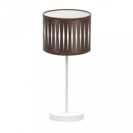 Lámpara de sobremesa Piron de Abrila en acabado blanco y óxido, diseño moderno de metal con tulipa textil, ideal para decoración doméstica e interiores, modelo 1xE14 con casquillo 177271017