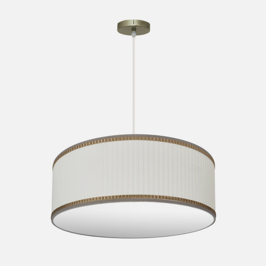 Colgante Soprano de Abrila en cuero beige de 60 cm con 3xE27 para iluminación difusa, lámpara vintage textil-metal ideal para decoración interior doméstica AI2