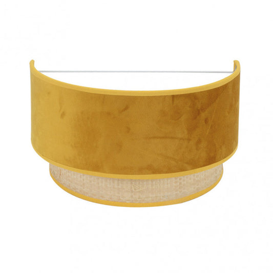 Aplique de pared Reyes de Abrila, modelo 1xE27 en acabado Natural/Yema, diseño moderno con estructura de metal y textil, dimensiones 17x30x16 cm, ideal para decoración doméstica e interiores contemporáneos (código 177461050).