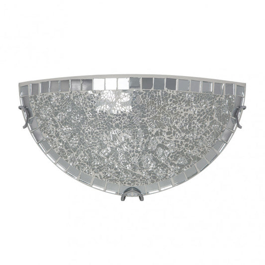 Aplique Tenor Cromo Mosaico 16x30x8.5 cm de Abrila, lámpara de pared clásica E27 en metal y cristal con diseño mosaico para decoración interior doméstica, referencia 177561020.