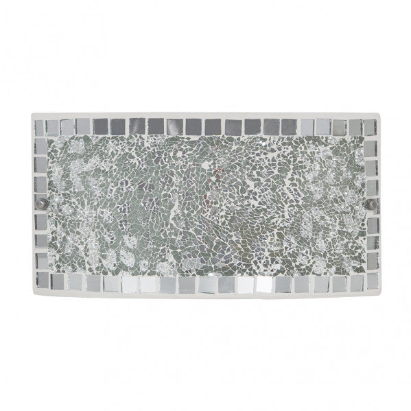 Aplique rectangular Tenor en cromo con mosaico de cristal, modelo Abrila 17x32.5x6 cm para iluminación interior doméstica, luz difusa clásica en metal y cristal, referencia 177561120